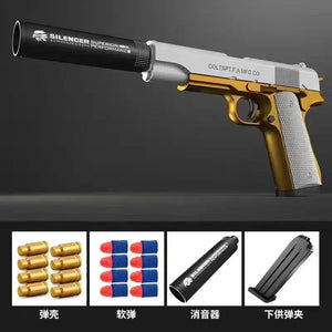 Planet Gates 1911 gold G17 Soft Bullet Toy Gun Shell Ejection Foam Darts Pistol Desert Eagle Airsoft Gun With Silencer For Kid Adult