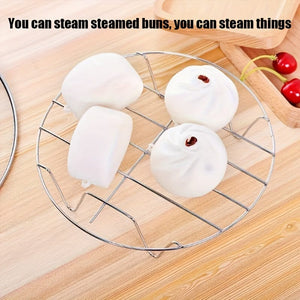 Planet Gates 19cm 1pc Cooking Rack Round Stainless Steel, Steamer Rack, Kitchen Tools, High Foot Steaming Rack, Four-Cornered Cooking Steamer, Steaming Rack, Kitchen Tools, Kitchen Supplies