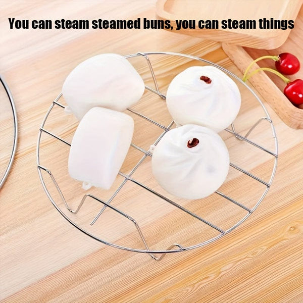 Planet Gates 19cm 1pc Cooking Rack Round Stainless Steel, Steamer Rack, Kitchen Tools, High Foot Steaming Rack, Four-Cornered Cooking Steamer, Steaming Rack, Kitchen Tools, Kitchen Supplies