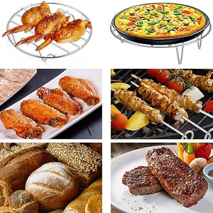 Planet Gates 19cm 1pc Cooking Rack Round Stainless Steel, Steamer Rack, Kitchen Tools, High Foot Steaming Rack, Four-Cornered Cooking Steamer, Steaming Rack, Kitchen Tools, Kitchen Supplies