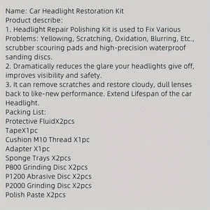 Planet Gates 1box Headlight Restoration Kit 1 Set Car Headlight Restoration Kit Headlight Repair Cleaning Kit Car Repairing Tools Car Maintenance