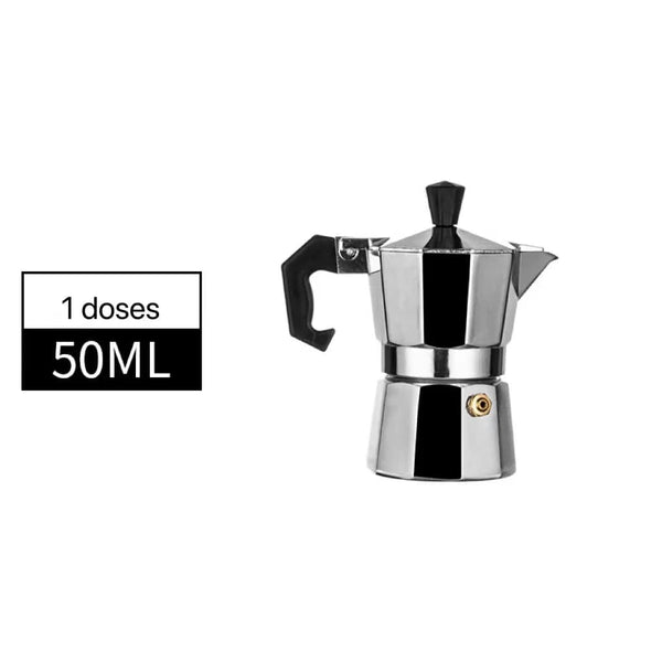 Planet Gates 1cup 50ml Italian Type Coffee Maker Aluminum Mocha Espresso Percolator Pot Coffee Maker Moka Pot Espresso Shot Maker Espresso Machine