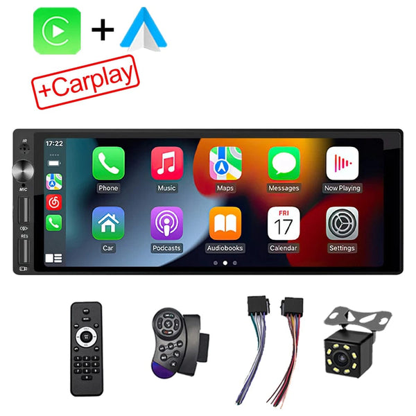 Planet Gates 1DIN 6.9 Carplay IPS 6.9 Inch 1Din Carplay Android Auto Car Radio Multimedia Video MP5 Player 1 Din No DVD with Bluetooth Stereo USB Charging