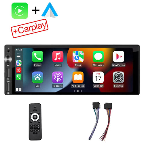 Planet Gates 1DIN 6.9 Carplay IPS 6.9 Inch 1Din Carplay Android Auto Car Radio Multimedia Video MP5 Player 1 Din No DVD with Bluetooth Stereo USB Charging
