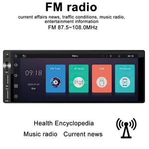 Planet Gates 1DIN 6.9 Carplay IPS 6.9 Inch 1Din Carplay Android Auto Car Radio Multimedia Video MP5 Player 1 Din No DVD with Bluetooth Stereo USB Charging