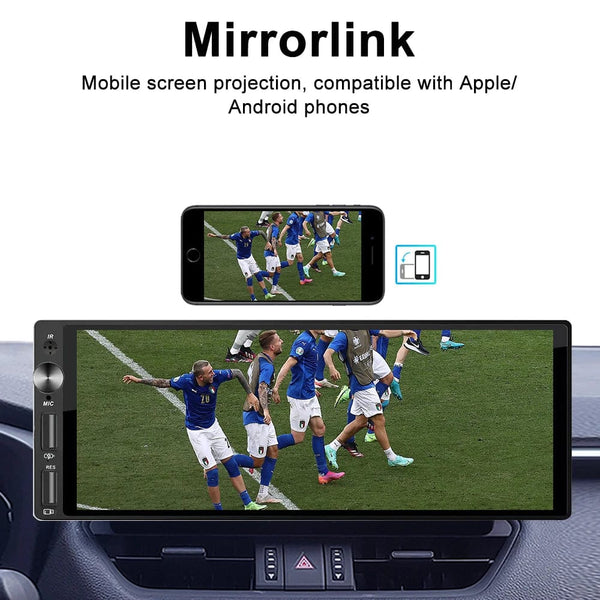 Planet Gates 1DIN 6.9 Carplay IPS 6.9 Inch 1Din Carplay Android Auto Car Radio Multimedia Video MP5 Player 1 Din No DVD with Bluetooth Stereo USB Charging