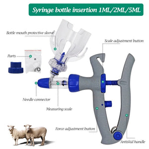 Planet Gates 1Ml/2Ml /5Ml Continuous Vaccine Injection with 10 Needles Automatic Veterinary Syringe for Livestock Pig Cattle Sheep Chicken