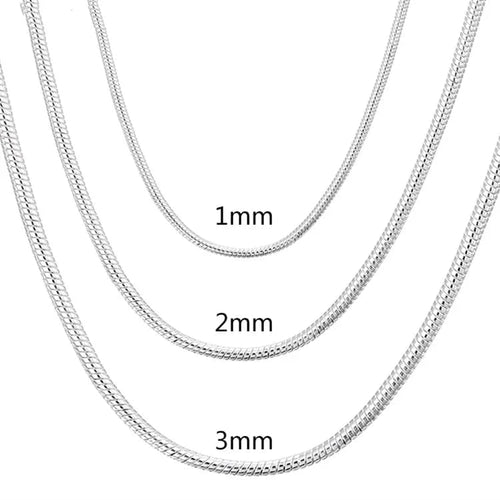 Planet Gates 1MM / 75CM 30inch 40-75cm 925 Sterling Silver 1MM/2MM/3MM solid Snake Chain Necklace For Men Women Fashion Jewelry for pendant free shipping