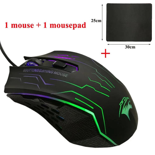 Planet Gates 1mouse and 1mousepad / CHINA FORKA Silent Click USB Wired Gaming Mouse 6 Buttons 3200DPI Mute Optical Computer Mouse Gamer Mice for PC Laptop Notebook Game