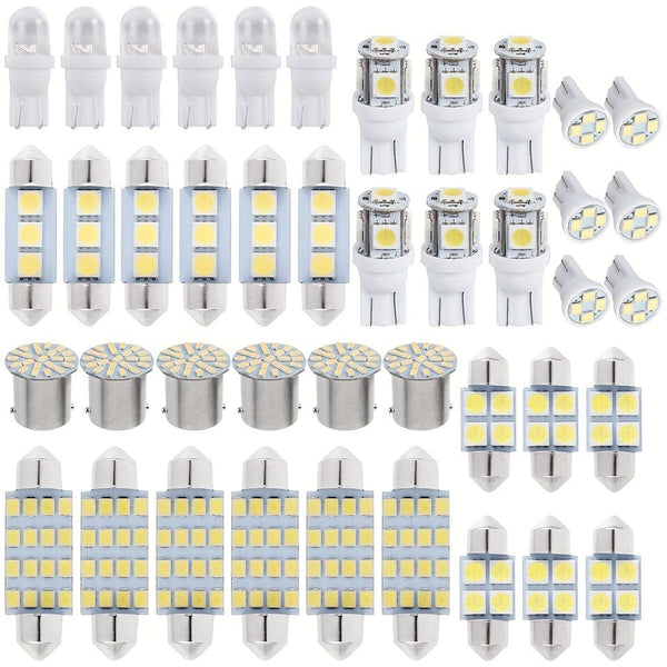 Planet Gates 1PACK 42pcs Car Interior Combo LED Map Dome Door Trunk License Plate Light Bulbs W5W 12V 2825 192 194 158 168 501 921 175 PC175 906 904 161, Xenon White