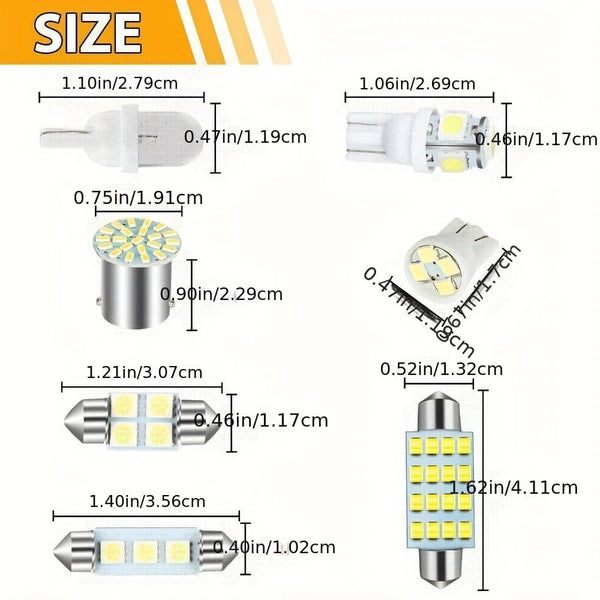 Planet Gates 1PACK 42pcs Car Interior Combo LED Map Dome Door Trunk License Plate Light Bulbs W5W 12V 2825 192 194 158 168 501 921 175 PC175 906 904 161, Xenon White