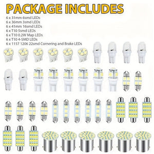 Planet Gates 1PACK 42pcs Car Interior Combo LED Map Dome Door Trunk License Plate Light Bulbs W5W 12V 2825 192 194 158 168 501 921 175 PC175 906 904 161, Xenon White