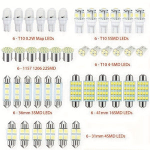 Planet Gates 1PACK 42pcs Car Interior Combo LED Map Dome Door Trunk License Plate Light Bulbs W5W 12V 2825 192 194 158 168 501 921 175 PC175 906 904 161, Xenon White