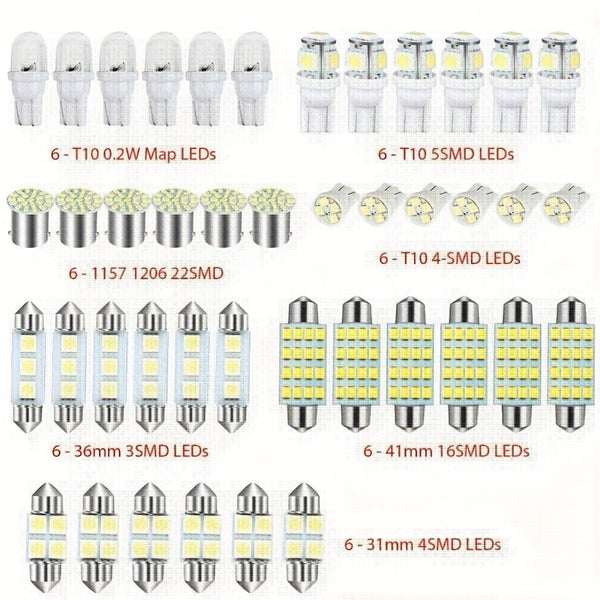 Planet Gates 1PACK 42pcs Car Interior Combo LED Map Dome Door Trunk License Plate Light Bulbs W5W 12V 2825 192 194 158 168 501 921 175 PC175 906 904 161, Xenon White