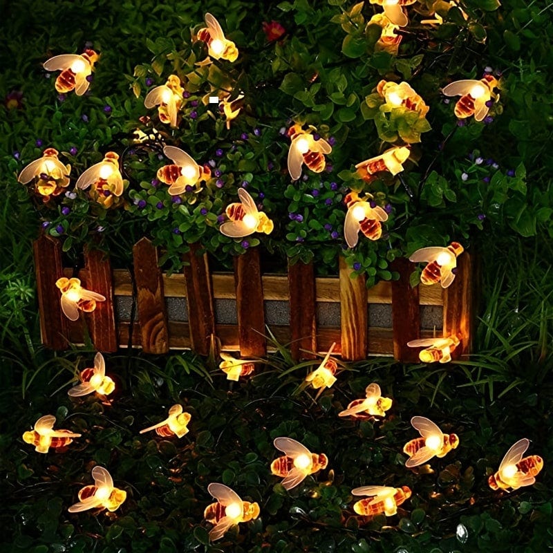 Planet Gates 1pack Solar Cute Honey Bee String Lights, Led String Fairy Light, 5M 20LED, Bee Outdoor Garden Fence Patio Christmas Garland Lights