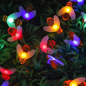 Planet Gates 1pack Solar Cute Honey Bee String Lights, Led String Fairy Light, 5M 20LED, Bee Outdoor Garden Fence Patio Christmas Garland Lights