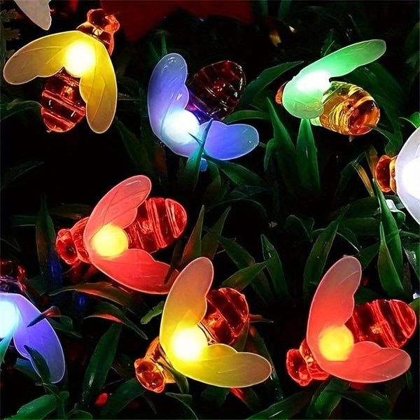 Planet Gates 1pack Solar Cute Honey Bee String Lights, Led String Fairy Light, 5M 20LED, Bee Outdoor Garden Fence Patio Christmas Garland Lights