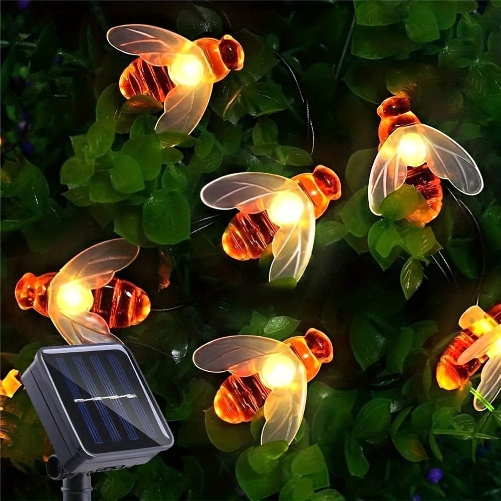 Planet Gates 1pack Solar Cute Honey Bee String Lights, Led String Fairy Light, 5M 20LED, Bee Outdoor Garden Fence Patio Christmas Garland Lights
