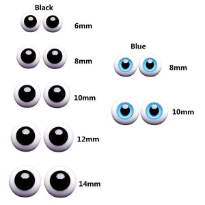 Planet Gates 1Pair 6/8/10/12/14 mm Glass Eyes Eyeball For BJD Doll Blue Black Safety Animal Toy Eyes DIY Doll Making Crafts Toy Accessories