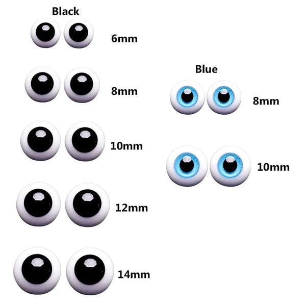 Planet Gates 1Pair 6/8/10/12/14 mm Glass Eyes Eyeball For BJD Doll Blue Black Safety Animal Toy Eyes DIY Doll Making Crafts Toy Accessories