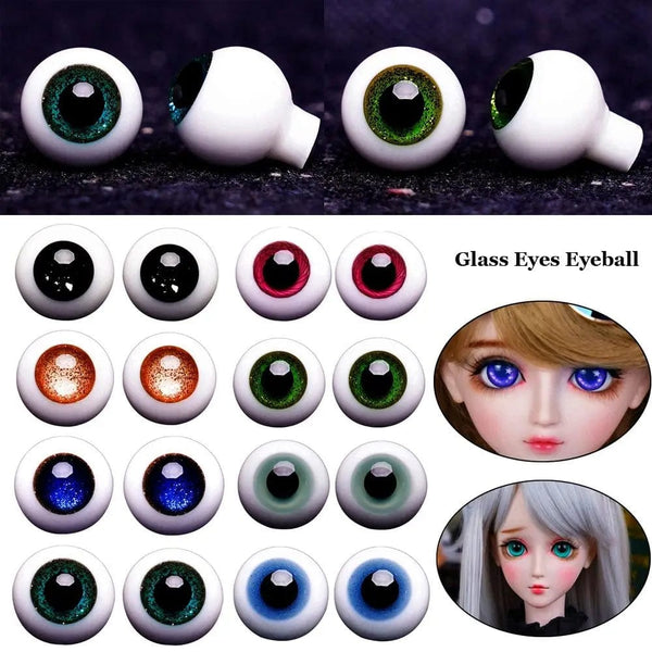 Planet Gates 1Pair 6/8/10/12/14 mm Glass Eyes Eyeball For BJD Doll Blue Black Safety Animal Toy Eyes DIY Doll Making Crafts Toy Accessories