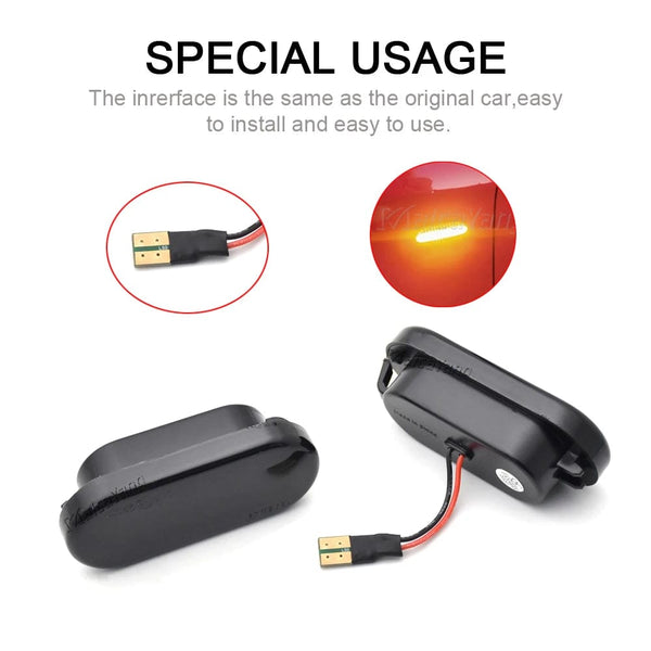 Planet Gates 1Pair Dynamic Flowing LED Side Marker Turn Signal Light For VW Transporter T5 Polo Golf 3 4 Passat B5 Sharan Lupo Bora Multivan
