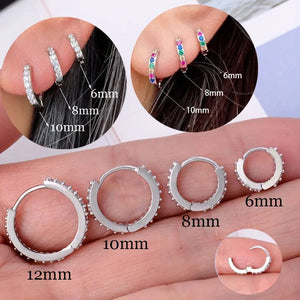 Planet Gates 1Pair Stainless Steel Minimal Hoop Earrings Crystal Zirconia Small Huggie Thin Cartilage Earrings Helix Tragus Piercing Jewelry