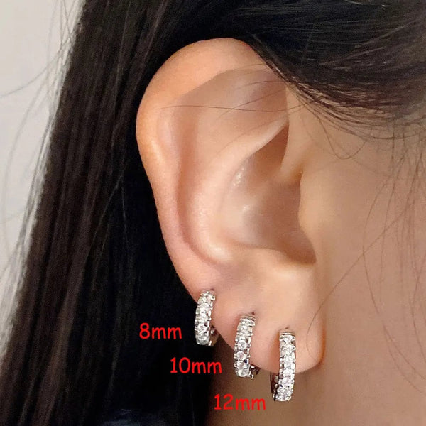 Planet Gates 1Pair Stainless Steel Minimal Hoop Earrings Crystal Zirconia Small Huggie Thin Cartilage Earrings Helix Tragus Piercing Jewelry