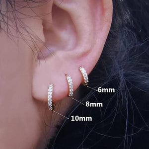 Planet Gates 1Pair Stainless Steel Minimal Hoop Earrings Crystal Zirconia Small Huggie Thin Cartilage Earrings Helix Tragus Piercing Jewelry