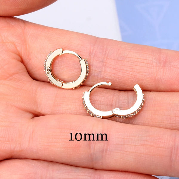 Planet Gates 1Pair Stainless Steel Minimal Hoop Earrings Crystal Zirconia Small Huggie Thin Cartilage Earrings Helix Tragus Piercing Jewelry