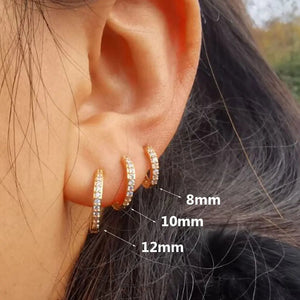 Planet Gates 1Pair Stainless Steel Minimal Hoop Earrings Crystal Zirconia Small Huggie Thin Cartilage Earrings Helix Tragus Piercing Jewelry