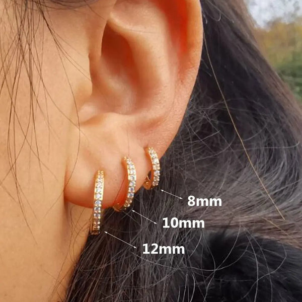 Planet Gates 1Pair Stainless Steel Minimal Hoop Earrings Crystal Zirconia Small Huggie Thin Cartilage Earrings Helix Tragus Piercing Jewelry
