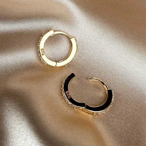 Planet Gates 1Pair Stainless Steel Minimal Hoop Earrings Crystal Zirconia Small Huggie Thin Cartilage Earrings Helix Tragus Piercing Jewelry