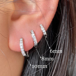 Planet Gates 1Pair Stainless Steel Minimal Hoop Earrings Crystal Zirconia Small Huggie Thin Cartilage Earrings Helix Tragus Piercing Jewelry