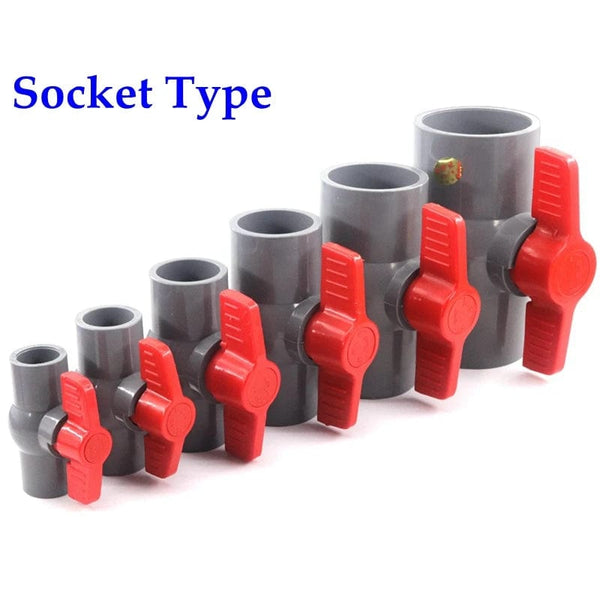 Planet Gates 1pc 1/2"~2" Thread and Socket Type Grey PVC Ball Valve Garden Irrigation Fittings Aquarium Fish Tank Switch Water Valve