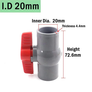 Planet Gates 1pc 1/2"~2" Thread and Socket Type Grey PVC Ball Valve Garden Irrigation Fittings Aquarium Fish Tank Switch Water Valve