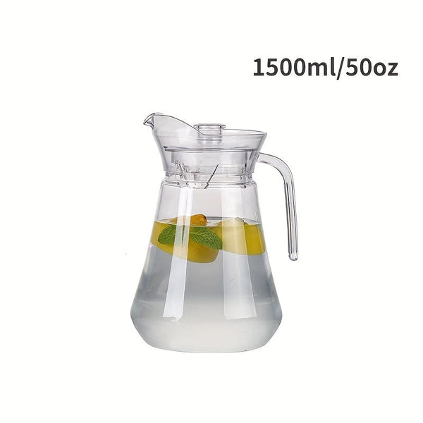 Planet Gates 1pc / 1.5L /50oz 1/2pcs, Plastic Pitcher With Lid, Easy Clean Heat Resistant Plastic Water Carafe With Handle For Hot/Cold Beverages - Water, Cold Brew, Iced Tea & Juice, Living Room Accessories, Restaurant Supplies