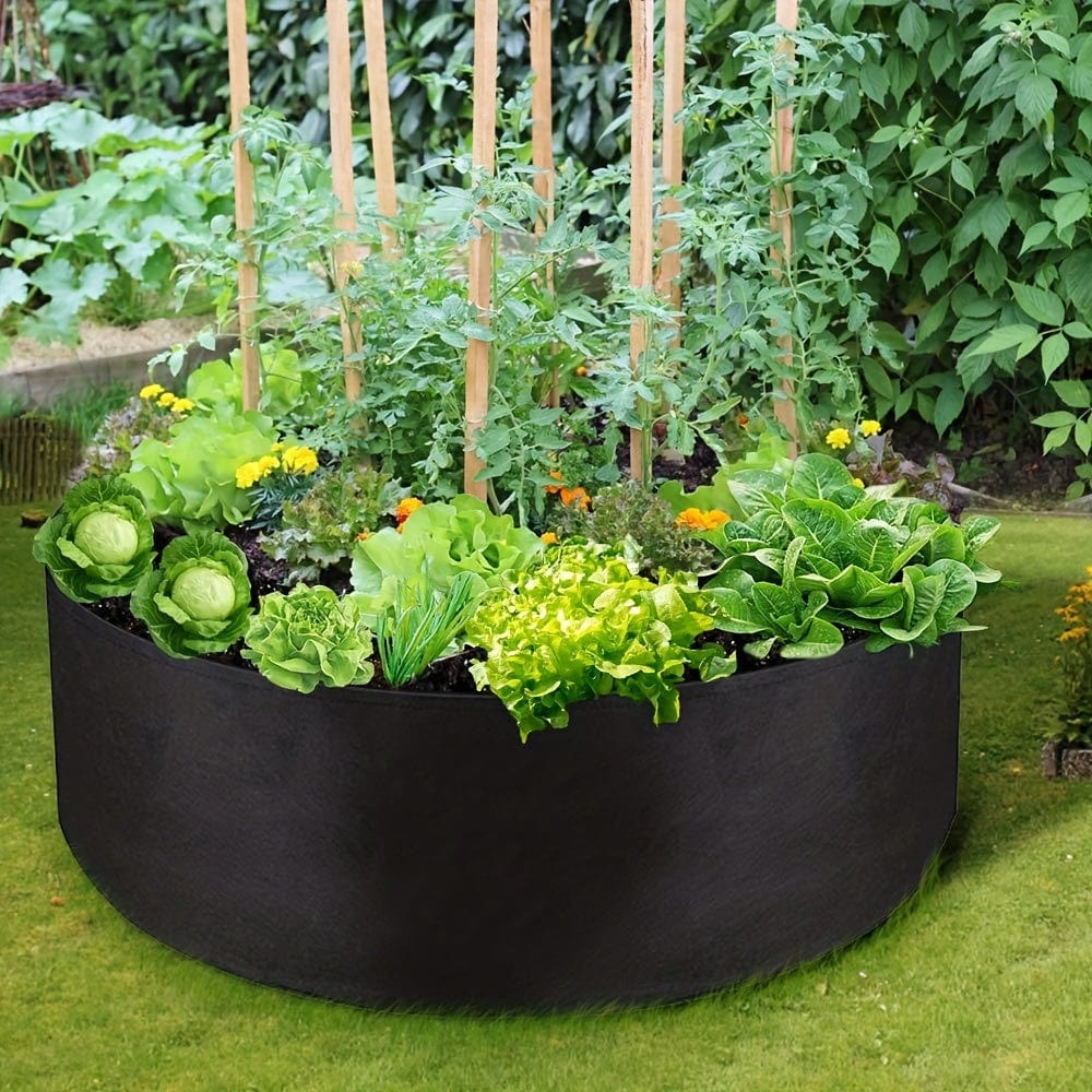 Planet Gates 1pc, 10 & 113.56 L Optional Large Grow Bag, Heavy Duty Fabric Round Raised Garden Bed Planter Pots For Planting Herb, Flower, Vegetable, And Potato Plants (127.0cm D X 30.48cm H, Black/Green), garden tool