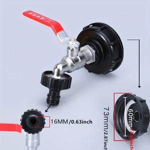 Planet Gates 1pc, 1000L IBC Water Tank Adapter Ton Barrel Fittings Faucet S60*6 2.54/5.08cm Metal Tap Pipe Fittings Garden Hose Replacement Tools Connector Water Pipe Quick Connection