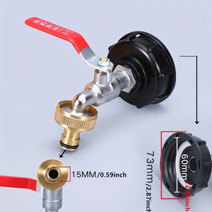 Planet Gates 1pc, 1000L IBC Water Tank Adapter Ton Barrel Fittings Faucet S60*6 2.54/5.08cm Metal Tap Pipe Fittings Garden Hose Replacement Tools Connector Water Pipe Quick Connection