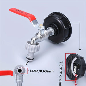 Planet Gates 1pc, 1000L IBC Water Tank Adapter Ton Barrel Fittings Faucet S60*6 2.54/5.08cm Metal Tap Pipe Fittings Garden Hose Replacement Tools Connector Water Pipe Quick Connection