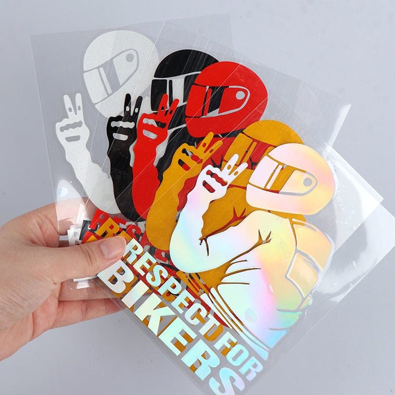 Planet Gates 1pc 15x11CM Respect For Bikers Stickers Car Decals Motorcycle Vinyl Stickers Auto Decoration Reflective Waterproof Stickers