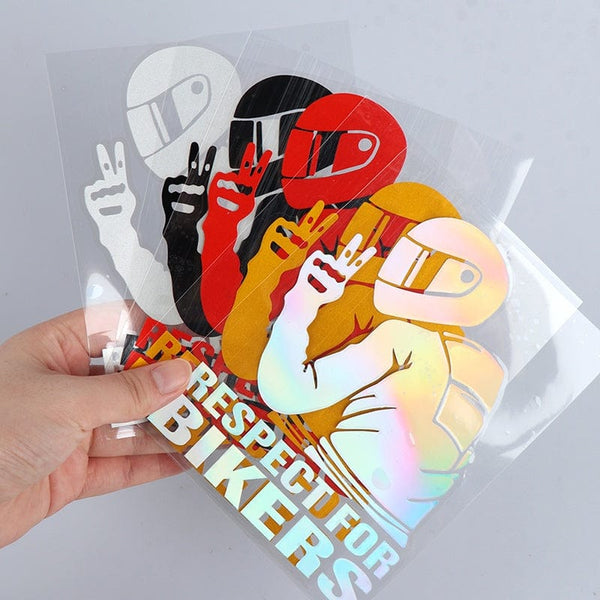 Planet Gates 1pc 15x11CM Respect For Bikers Stickers Car Decals Motorcycle Vinyl Stickers Auto Decoration Reflective Waterproof Stickers