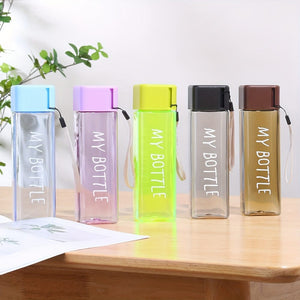 Planet Gates 1pc, 17oz/500ml Minimalist Square Plastic Water Cup, Leak Proof, With Lifting Rope And Lid, Portable Sports Water Bottle, Suitable For Outdoor Fitness, Sports, And Travel