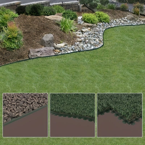 Planet Gates 1pc, 196.85inch Fixed Garden Barrier Lawn Grass Plastic Edging Border Landscape With 15 Anchoring Solid Pegs Easy Install Insert Lawn Borde