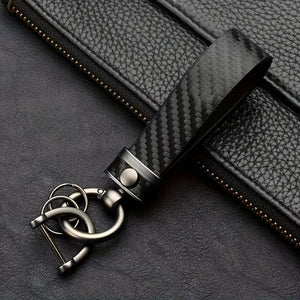 Planet Gates 1pc 1pc Carbon Fiber Style Car Keychain, Ultrafine Fiber Faux Leather Keychain