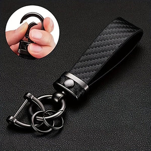 Planet Gates 1pc 1pc Carbon Fiber Style Car Keychain, Ultrafine Fiber Faux Leather Keychain