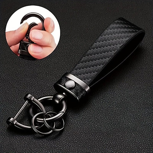 Planet Gates 1pc 1pc Carbon Fiber Style Car Keychain, Ultrafine Fiber Faux Leather Keychain