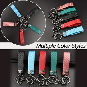 Planet Gates 1pc 1pc Carbon Fiber Style Car Keychain, Ultrafine Fiber Faux Leather Keychain