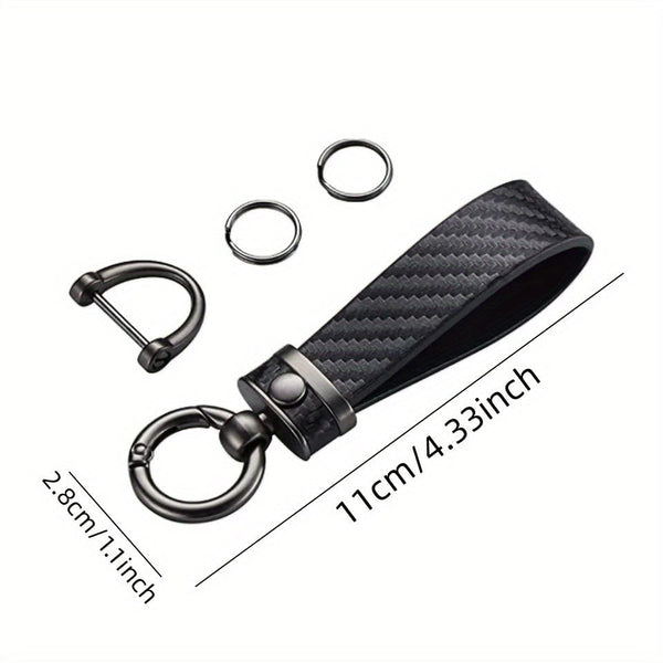Planet Gates 1pc 1pc Carbon Fiber Style Car Keychain, Ultrafine Fiber Faux Leather Keychain